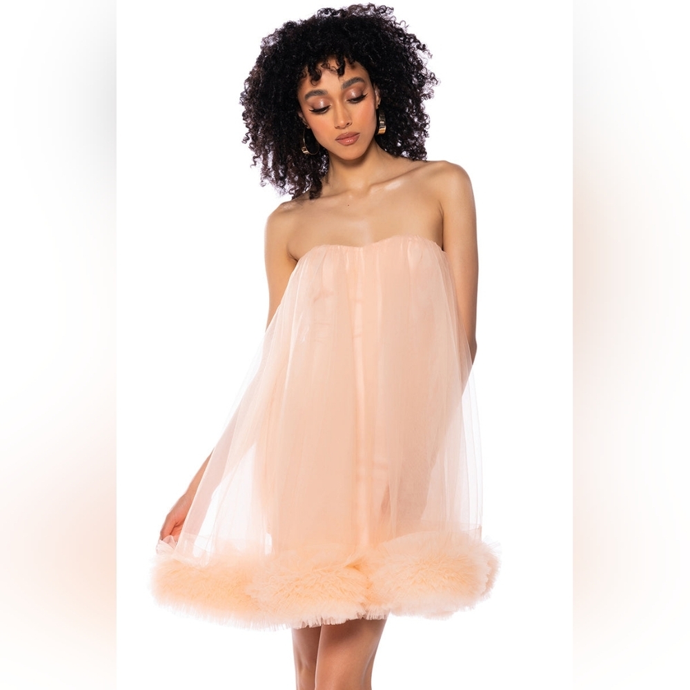 Akira- Sold Out FAIRY LIKE RUFFLED TRIM STRAPLESS DRESS - Picture 2 of 12